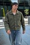 Men's Melton Shirt Collar Button-Up Jacket with Pockets for Everyday Wear - 3