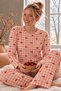 Women's Cherry-Print Thermal Fabric Ultra-Soft Crew-Neck Knit Pajama Set