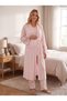 New Season Powder-Colored Shawl Collar Long Robe with Elegant Lace Details and Nursing Features—100% Cotton Maternity and Postpartum Robe and Pajama Set - 2