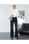 Women's Black Belted High-Waisted Flared Distressed Jeans - 3