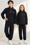 Unisex Black Fleece Sweatsuit for Kids – Winter Fleece Set with Side Zipper on the Top and Jogger Pants, Ages 7–8 / 15–16 - 2