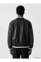 Relaxed Fit College-Style Stand-Up Collar Men’s Leather-Look Jacket - 7