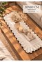 BEIGE-CREAM Table Runner WITH FRINGE, BLACK-EDGED, DECORATIVE, 30X80 CM - 3