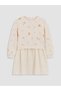 Girls' Dress with a Round Neckline and Floral Print with Yoke Detail - 4
