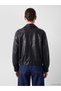 Women's Leather-Look Jacket with Mock Neck - 6