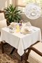 Liquid-Repellent White Square Tablecloth - Thick, Heavyweight, Stitch-Free Fabric for Homes