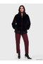 Women's Fur Coat with a Mock Neck and Ruched Hem - 3