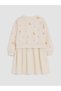 Girls' Dress with a Round Neckline and Floral Print with Yoke Detail - 6