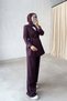 Waist-Pleated Jacket and Pants Set - Plum - 2