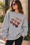 Unisex Oversized Sweatshirt with Striped Hearts Print – Crew Neck Relaxed-Fit Casual Sweatshirt