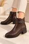5715 Women's Casual Boots with 5 cm thick heels, stone embellishments, and a zip-up design - 2