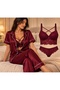 4-Piece Set: Satin Short-Sleeve Set and Underwear Set