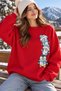 Cute Three Penguins Print Unisex Oversized Sweatshirt – Crew Neck Relaxed Casual Sweatshirt