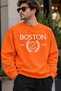 Boston Embroidered Logo Unisex Oversized Sweatshirt – Crew Neck Relaxed-Fit Casual Sweatshirt
