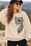 Owl and Feather-Printed Unisex Oversized Sweatshirt – Crew Neck Relaxed-Fit Casual Sweatshirt