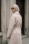 Women's Melton Coat with Button Accents, Shawl Collar, Wool-Cashmere Blend, 570098, Beige - 3