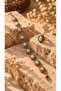 Adjustable Vintage Pure Copper Women's Bracelet and Ring Set with Turquoise Inlays - 3