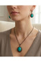 Bronze Women's Copper Jewelry Set with Zircon Accents: Turquoise and Zircon Stones, Ottoman-Style Vintage Necklace and Earring Set - 3