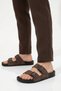Coffee-Colored Nubuck Faux Leather Men's Slippers PC-7241 M - 3