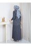 Modest Knit Skirt Set for Women: Knit Jacket and Skirt Two-Piece Set with Flap Pockets and Buttons, Winter, Dark Gray - 7