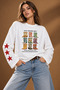 Women's 100% Cotton Oversized Long-Sleeve Boxy-Fit Ecru T-Shirt with Cowboy Boots Print - 3