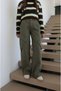 Khaki Cross-Body Jeans with Pockets - 2