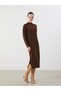 Trendy Picks from Kübra Butik: Women's Knit Dress with a Half-Boat Neckline with Yoke Detail - 2