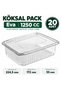 20 Eva 1250 CC Leak-Proof Clear PET Food Containers with Flat Lids for Salads, Appetizers, and Yogurt