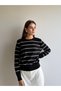 Striped, Polka-Dot, Crew-Neck Knit Sweater