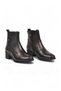 Women's Black Genuine Leather Zip-Up Fleece-Lined Heeled Boots 24115-1 - 4