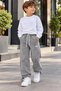 2-Piece Kids' Baggy Sweatpants, 3-Ply Winter Fabric, Brushed Inside Hem, Suitable for Girls and Boys, Printed Side Stripes, True to Size Fit - 3