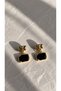 Gold Earrings with Black Accents and Dangling Elements