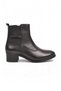 Women's Black Genuine Leather Zip-Up Fleece-Lined Heeled Boots 24115-1
