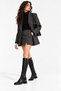Women's Below-the-Knee Zipper Boots with Thick Heels 7035 BLACK LEATHER - 5