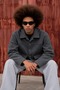 Men's Oversized Double-Pocketed Melton Trendy Charcoal Grey Jacket - 5