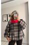 Plaid Bomber Jacket with Red Collar Trim - 5