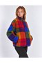 Women's Burgundy Mock Neck Zipper Plush Checkered Fleece Jacket - 2