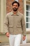 Men's Beige Transitional Melton Blazer with Pockets - 4