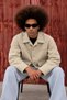 Men's Oversized Double-Pocket Melton-Blend Trendy Cream Jacket - 5