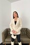 Beige Pocket Flap and Belted Jacket