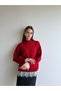 Knitted Sweater with Lace Sleeves and Lace Skirt - 5