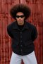 Men's Oversized Double-Pocketed Melton Trendy Black Jacket - 3