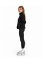 Women's Black Plush Mock Neck Jacket with a Stand-Up Collar, Zipper, and Zippered Pockets - 3