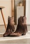 Women's Tasseled Western Cowboy Boots with Studded Detail - 2