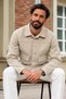Men's Cream-Colored Transitional Melton Blazer with Pockets - 5
