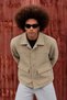 Men's Oversized Double-Pocketed Melton Trendy Beige Jacket - 3