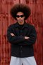 Men's Oversized Double-Pocketed Melton Trendy Black Jacket - 5