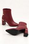 Women's Burgundy Boots with Thick Heel, Soft Leather, 8.5 cm, Elegant Design - 5
