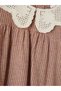 Trendy Picks from Kübra Butik: Girls' Gabardine Dress with a Peter Pan Collar and Checked Embroidery - 5