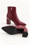 Women's Burgundy Boots with Thick Heel, Soft Leather, 8.5 cm, Elegant Design - 5